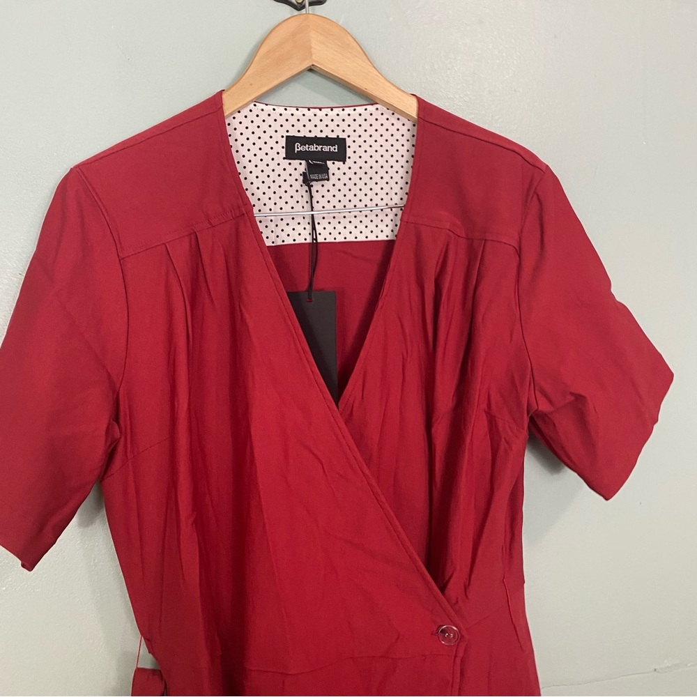 Betabrand Carol Jean Wrap Dress Red‎ Midi Size 2X - Picture 4 of 9